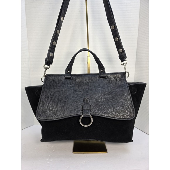 Rebecca Minkoff Handbags - Rebecca Minkoff Keith Suede and Leather Medium Satchel in Black‎